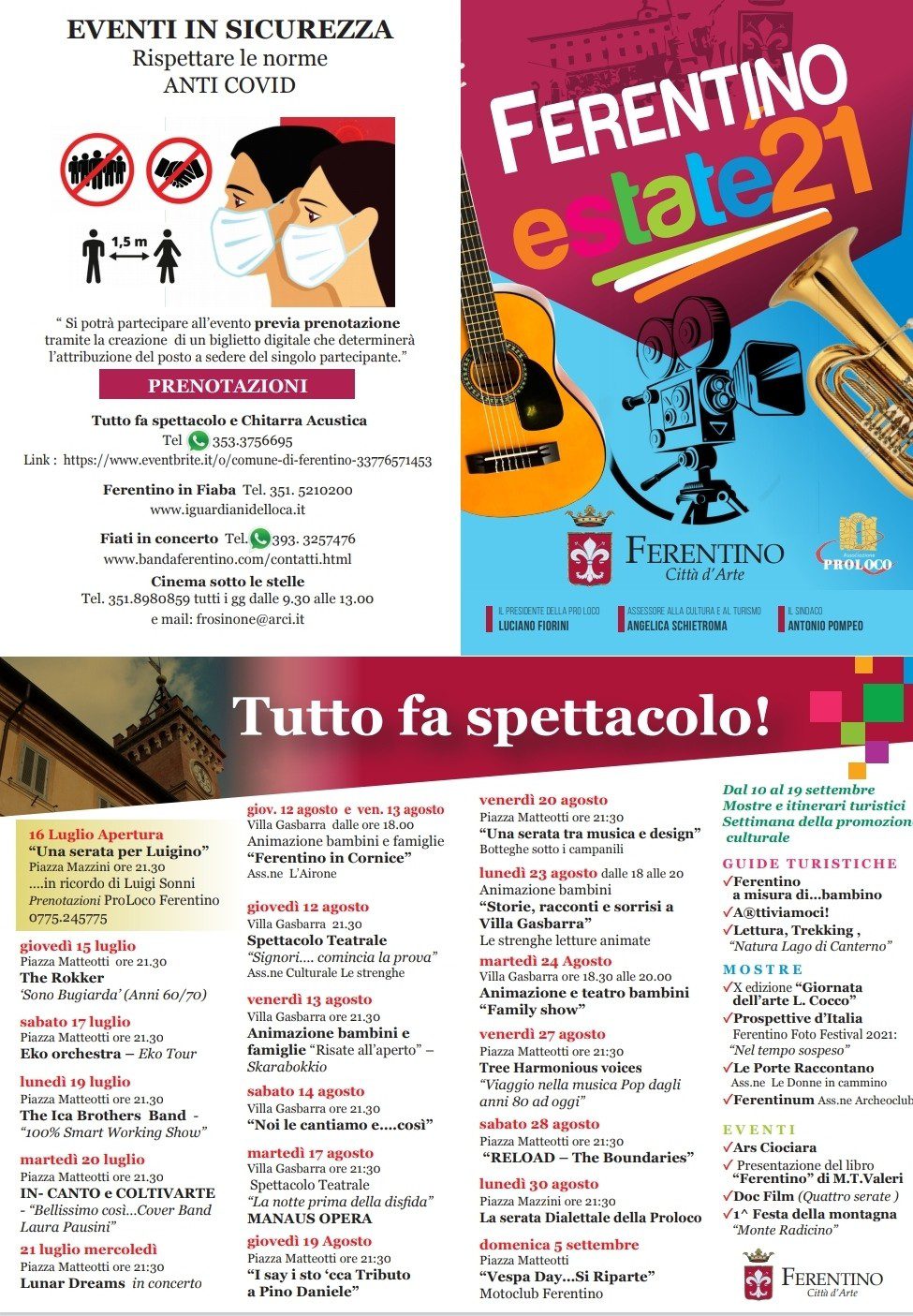 FERENTINO ESTATE 2021: DIVERTIRSI È UNO SPETTACOLO! 1 pieghevole 1° parte