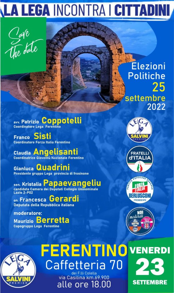 CENTRODESTRA A FERENTINO Appuntamento venerdì 23 Settembre 1 manifesto incontro