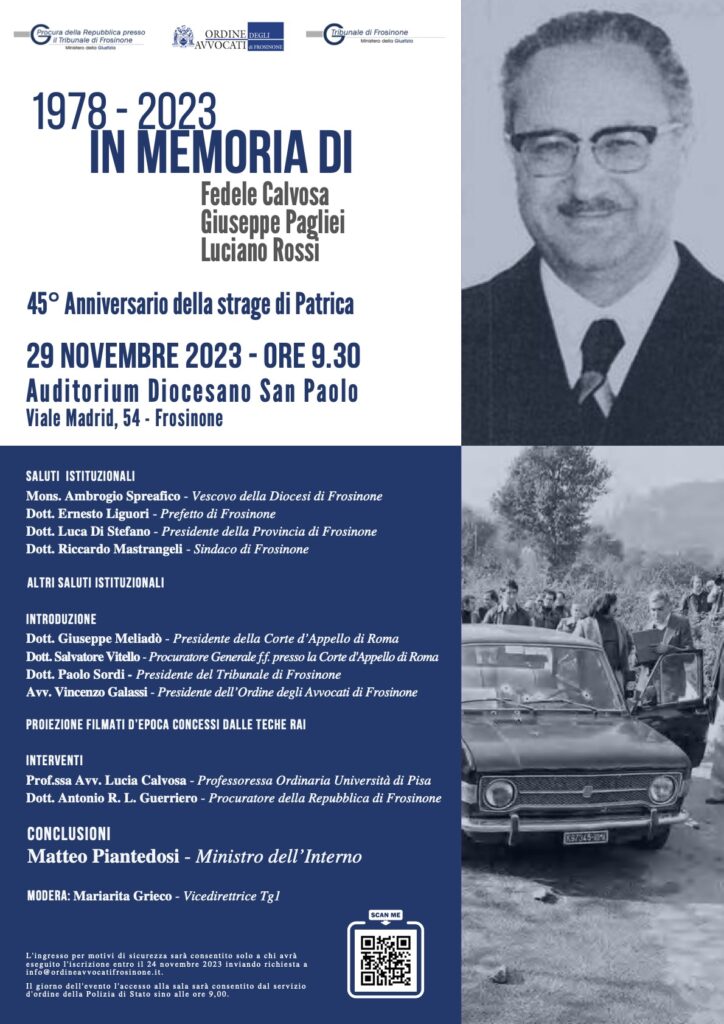 Quarantacinquesimo anniversario della 'Strage di Patrica' 1 Locandina Calvosa copia