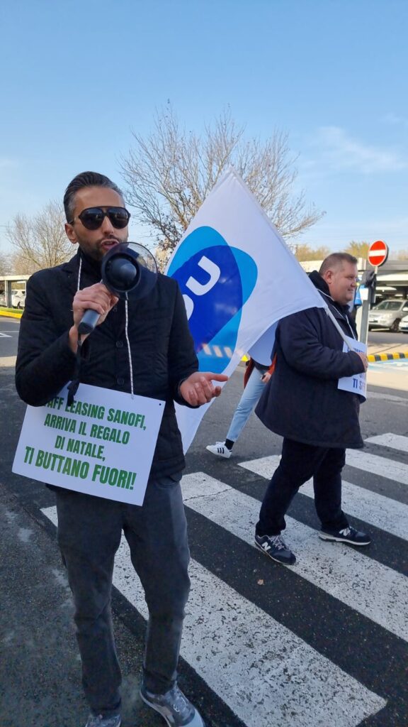 Lavoratori in staff leasing: nuova protesta dell'UGL Chimici davanti ai cancelli Sanofi di Anagni 1 WhatsApp Image 2023 12 01 at 14.10.49