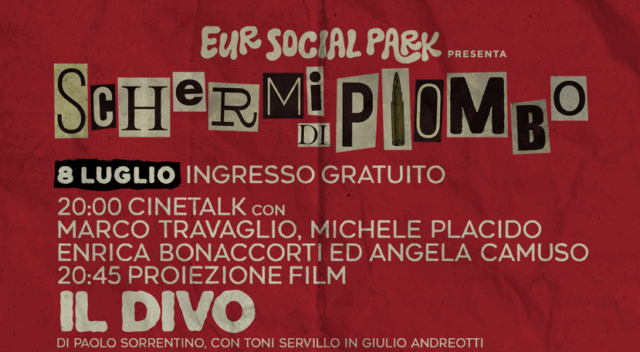 "Schermi di Piombo" ospita il film "Il Divo". Sul palco il talk con Michele Placido, Enrica Bonaccorti, Marco Travaglio, Angela Camuso. "Schermi di Piombo" ospita il film "Il Divo". Sul palco il talk con Michele Placido, Enrica Bonaccorti, Marco Travaglio, Angela Camuso.