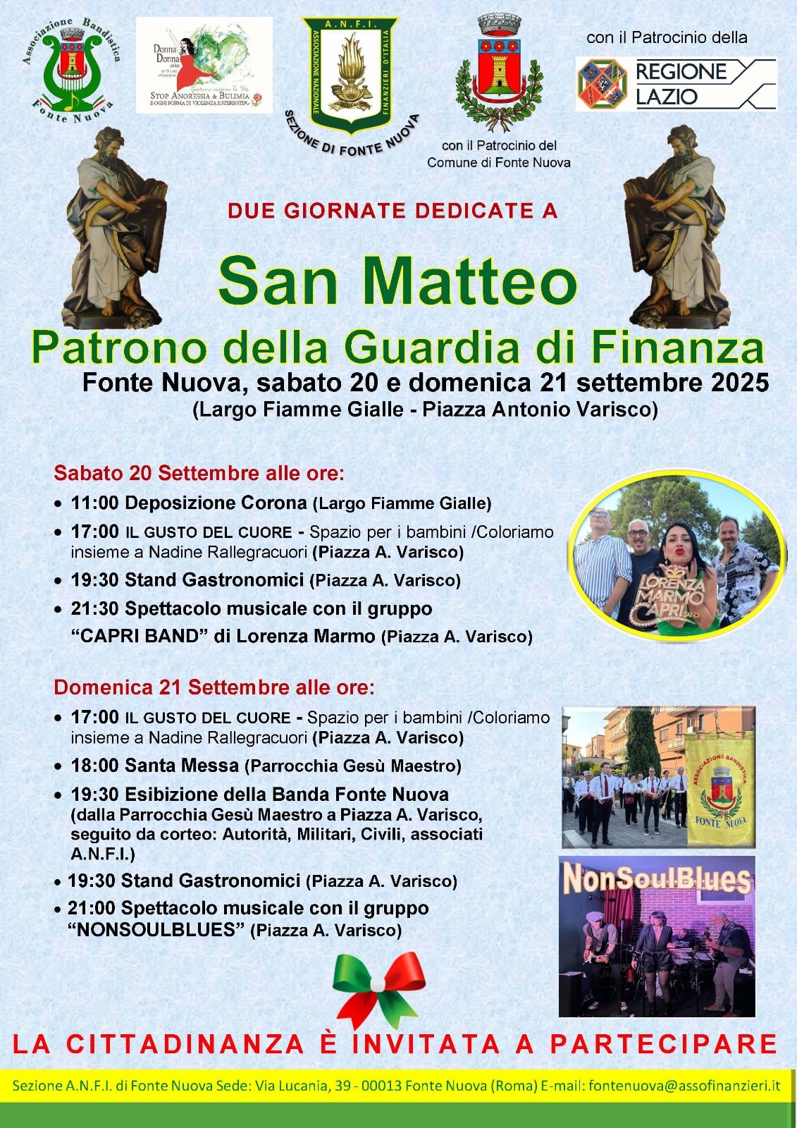 Fonte Nuova – Associazione Nazionale Finanzieri D’Italia sez. di Fonte Nuova, festeggia San Matteo patrono della Guardia di Finanza Fonte Nuova – Associazione Nazionale Finanzieri D’Italia sez. di Fonte Nuova, festeggia San Matteo patrono della Guardia di Finanza