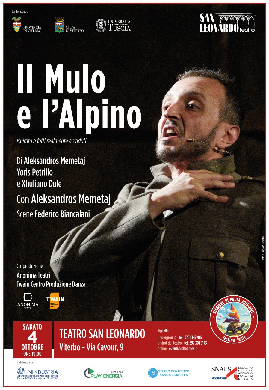 “Il Mulo e l’Alpino” inaugura la stagione di prosa del Teatro San Leonardo “Il Mulo e l’Alpino” inaugura la stagione di prosa del Teatro San Leonardo