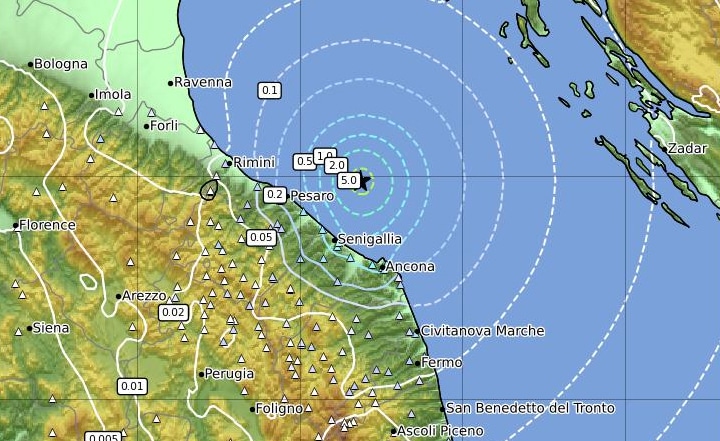 Terremoto in mare a Pesaro: magnitudo 4.4. La scossa avvertita ad Ancona e in Romagna Terremoto in mare a Pesaro: magnitudo 4.4. La scossa avvertita ad Ancona e in Romagna