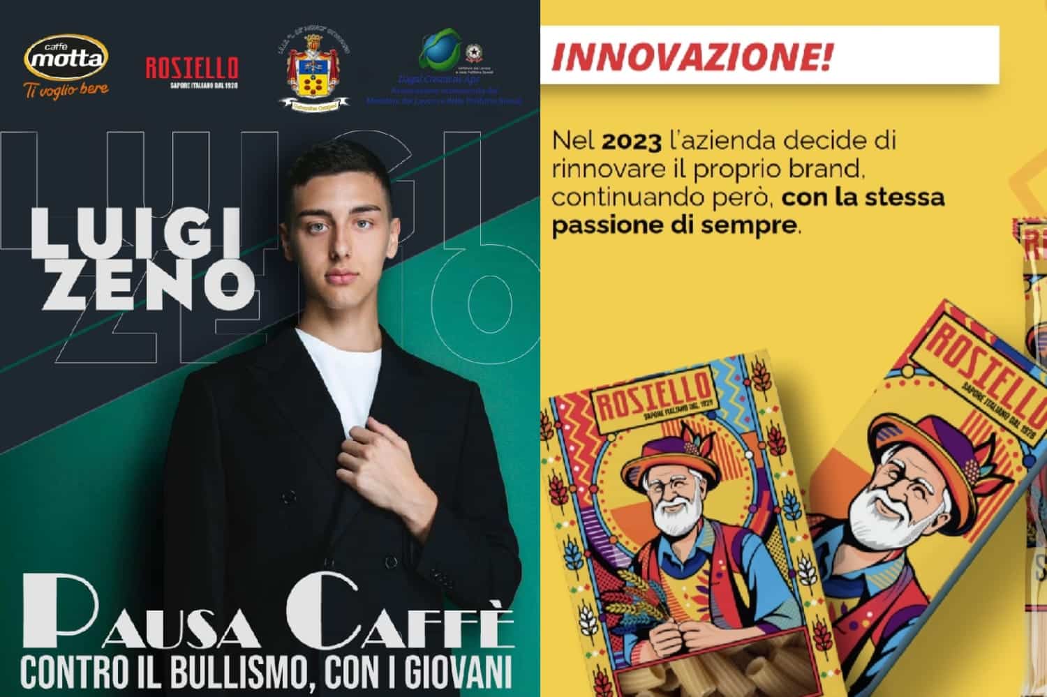 Luigi Zeno, giovane attore protagonista su Netflix, e il Pastificio Rosiello insieme contro il bullismo nelle scuole italiane con il progetto Pausa Caffè