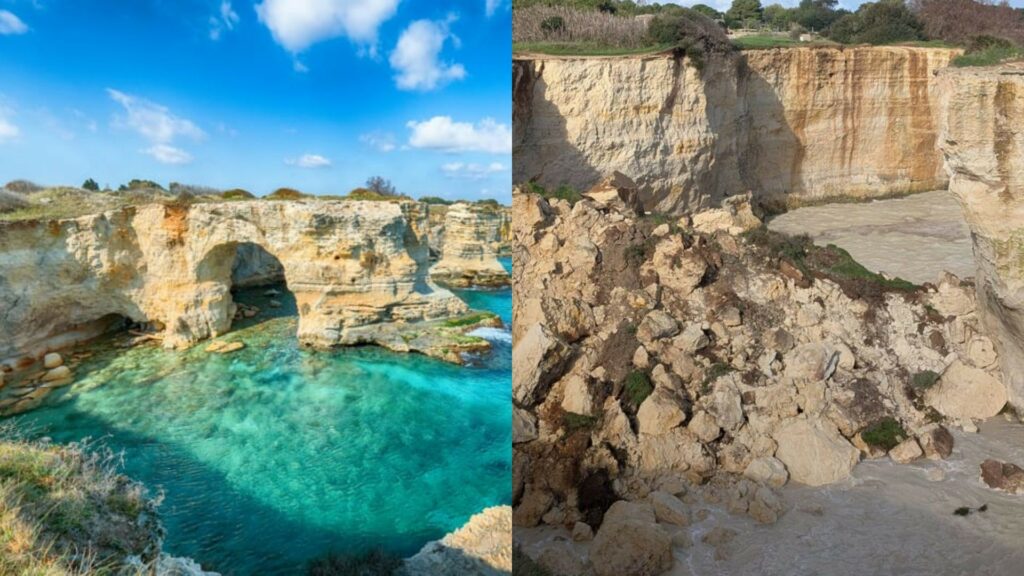 Il mare inghiotte l’arco degli innamorati di Melendugno: “Un colpo al cuore fortissimo” Il mare inghiotte l’arco degli innamorati di Melendugno: “Un colpo al cuore fortissimo”
