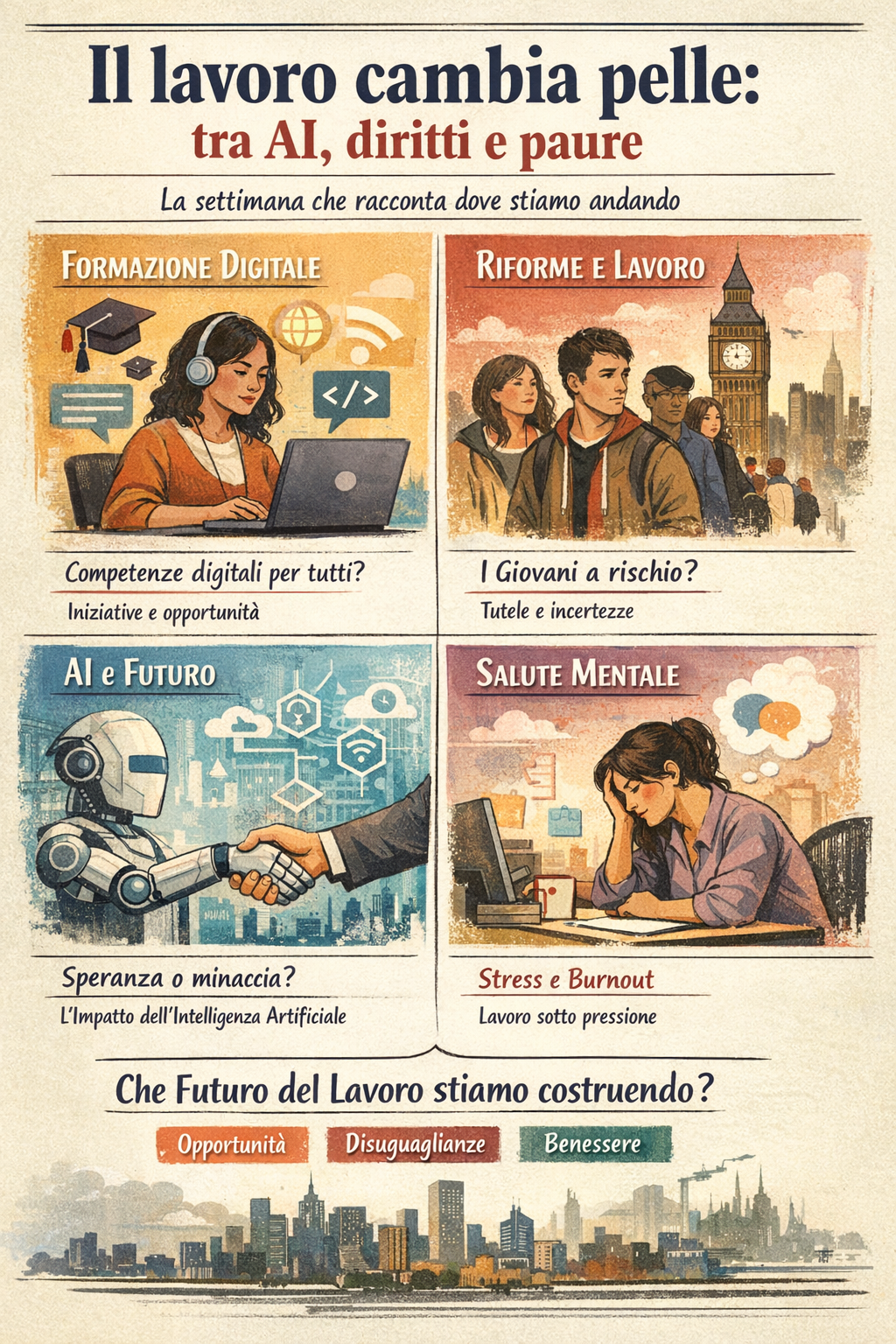 Il lavoro cambia pelle: tra AI, diritti e paure, la settimana che racconta dove stiamo andando Il lavoro cambia pelle: tra AI, diritti e paure, la settimana che racconta dove stiamo andando