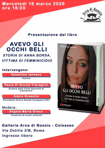 “Avevo gli occhi belli”: la storia di Anna Borsa incanta il Colosseo 1 presentazione avevo gli occhi belli arca noesis
