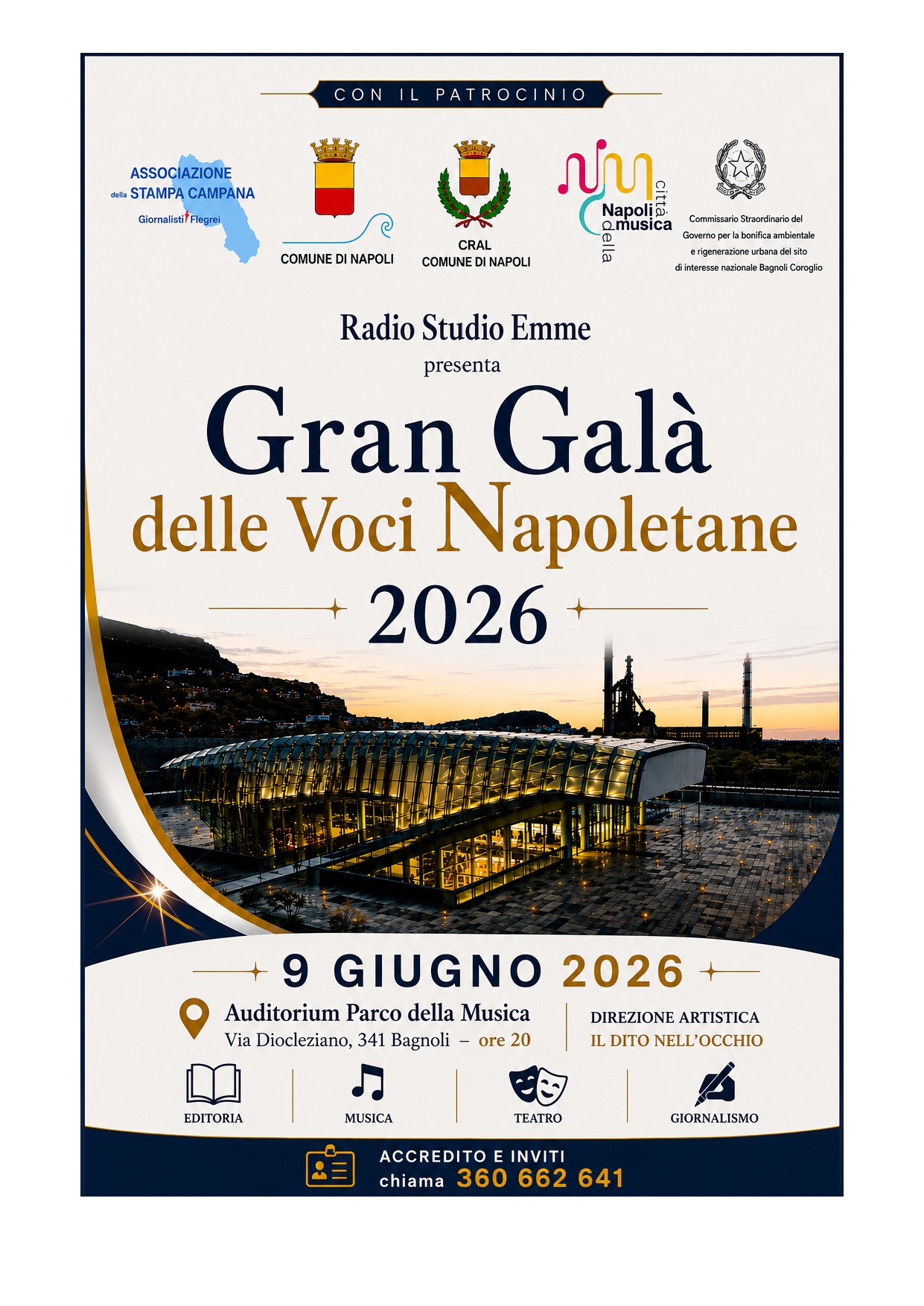 Gran Galà delle Voci Napoletane 2026: l’evento promosso da Radio Studio Emme all’Auditorium Parco della Musica Gran Galà delle Voci Napoletane 2026: l’evento promosso da Radio Studio Emme all’Auditorium Parco della Musica