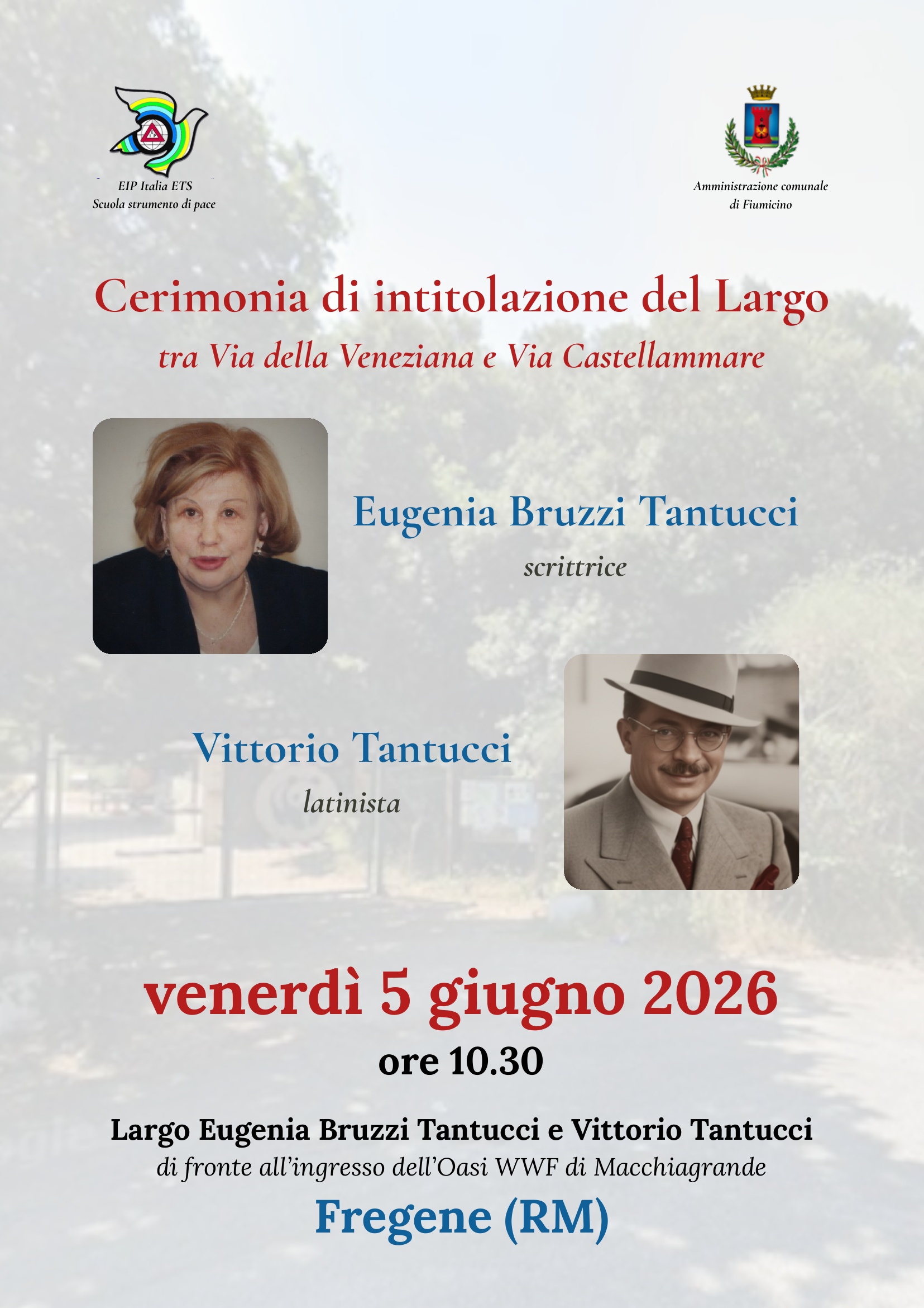 Fiumicino. Cultura, largo dedicato a Eugenia e Vittorio Tantucci Fiumicino. Cultura, largo dedicato a Eugenia e Vittorio Tantucci