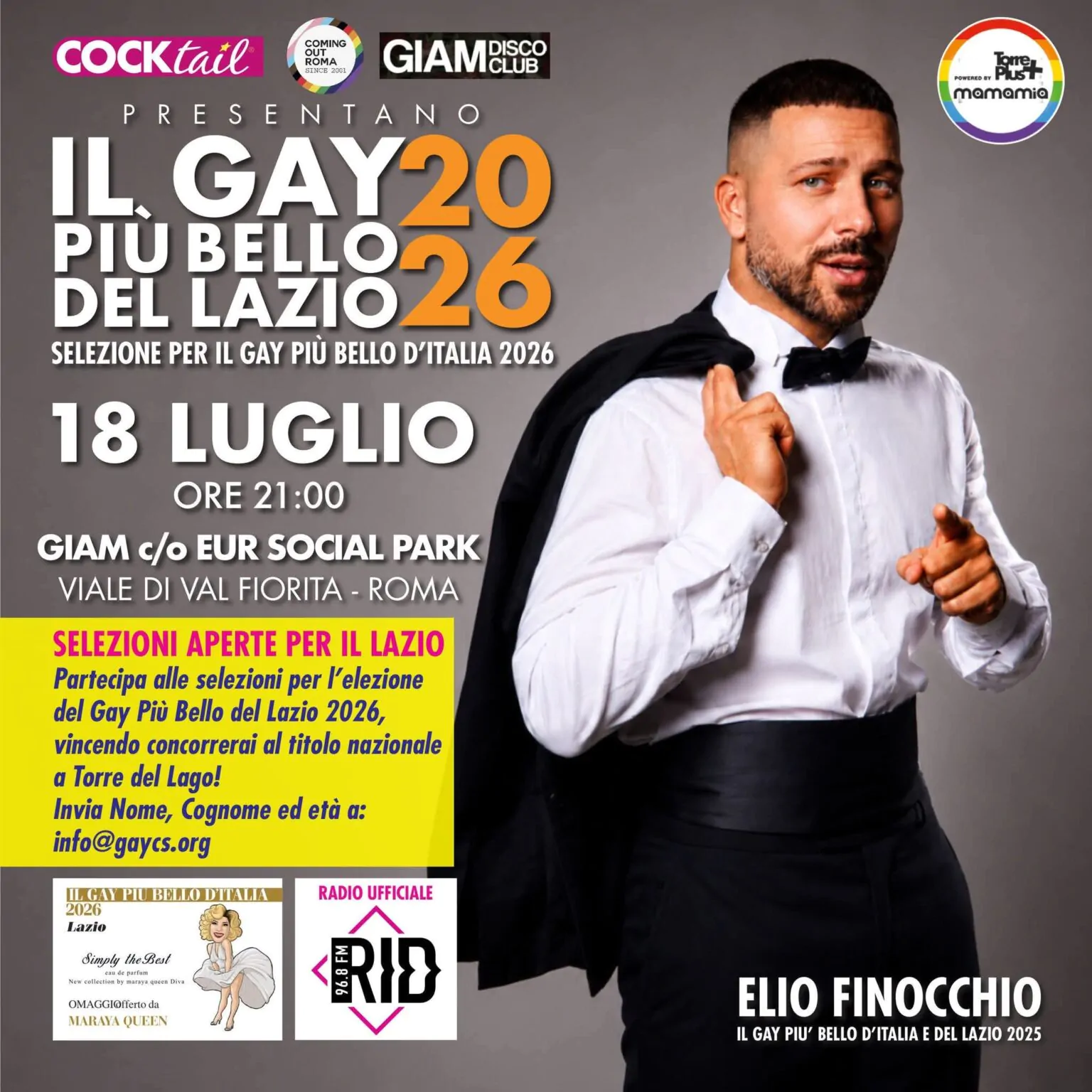 Al via le selezioni per “Il Gay Più Bello del Lazio 2026”: appuntamento il 18 luglio a Roma Al via le selezioni per “Il Gay Più Bello del Lazio 2026”: appuntamento il 18 luglio a Roma