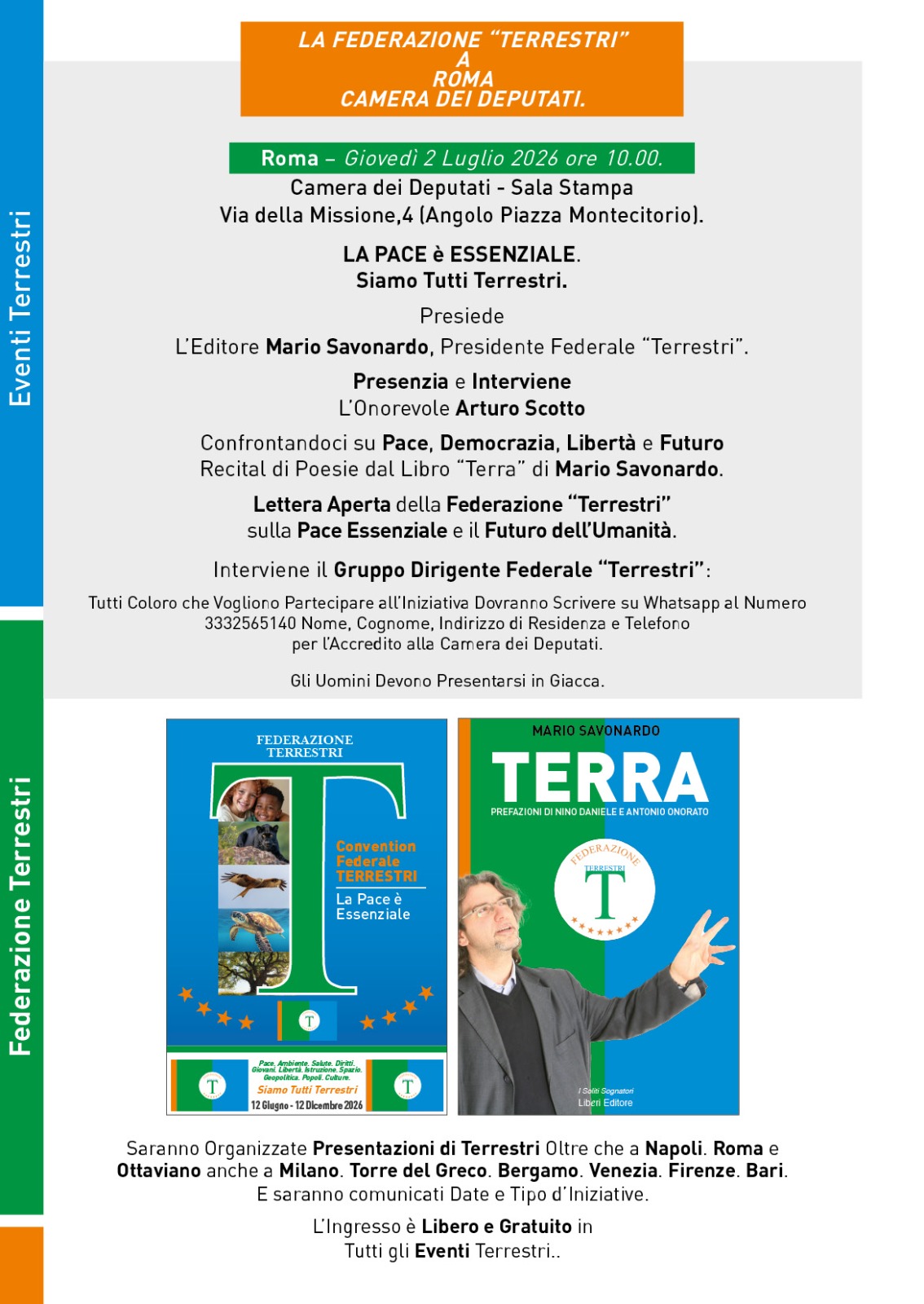 Roma. Terrestri, alla Camera dei Deputati il progetto che punta sulla cultura della pace Roma. Terrestri, alla Camera dei Deputati il progetto che punta sulla cultura della pace