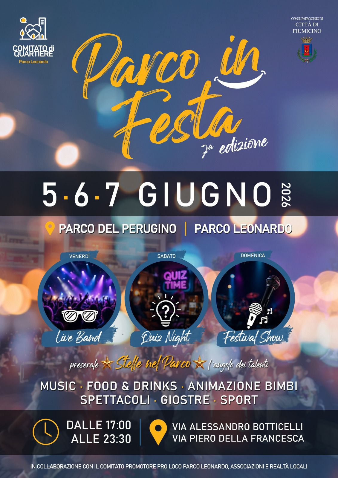 Fiumicino. Parco in Festa porta tre giorni di eventi e comunità Festa Parco in Festa 2026: tre giorni di musica, sport e spettacoli a Parco Leonardo